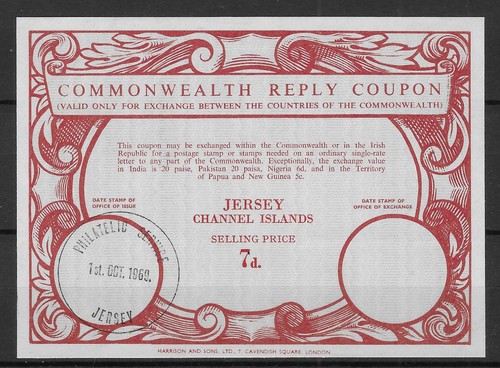 Jersey 1969 reply coupon - jersey,