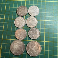 lot de 6 pièces de 10 francs Turin Argent et 2 Pièces de 20 francs en argent