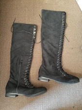 cuissardes femme noires suedine lacets 41 fermeture eclair neuf