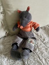 Doudou Peluche Moulin roty Loup Gris T Shirt Orange La Grande Famille 32 Cm