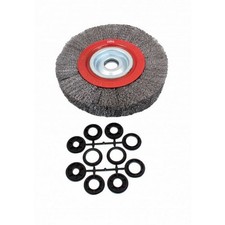 BROSSE CIRCULAIRE DE TOURET 200 mm AVEC 5 JEUX DE BAGUES D'ADAPTATION