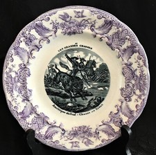 GIEN -  ASSIETTE PARLANTE - SÉRIE LES GRANDES CHASSES - CHASSE au BISON - XIX°