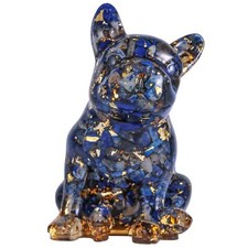 7.5-7.7cm Figurine Bouledogue français en résine et Pierres de Cristal Statue...