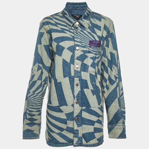 Chemise denim bleu imprimé - en,