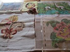 Lot de 5 canevas à faire ou à finir oiseaux fleurs paysage Frantz DMC
