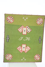 ancien TAPIS DE JEU de carte , dés , jeu de café en laine
