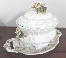 Soupière sur plat vintage en