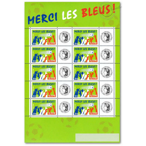 Feuille timbres merci les - timbres, "merci