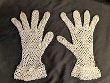 Paire de Gants Anciens, Filet Au Crochet, pour Enfant