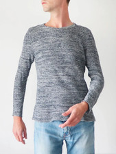 Pull double fil bleu et blanc