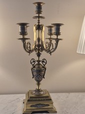 Lustre / candélabre à 5 branches en bronze doré / laiton