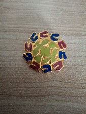 Broche multicolore Métal Doré émail Jacques Esterel made in France 80s vintage