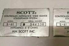 Logo étiquette pour enceintes SPEAKERS SCOTT S-61