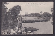 Carte postale, costume national, France Chabris, Un pêcheur