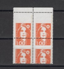 France Variété Marianne N°2620 en bloc de 4 piquage à cheval neuf ** signé .