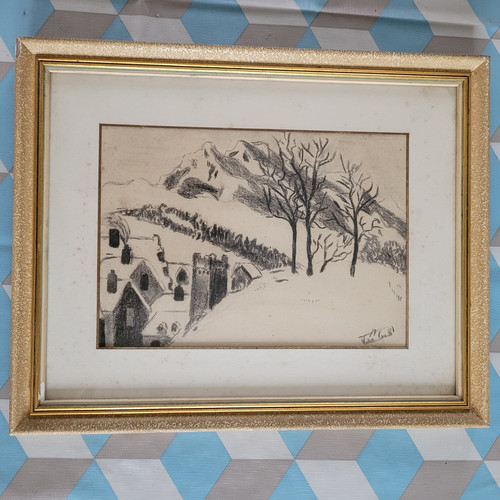 Tableau dessin signé - tableau,