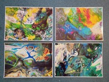 4 Photos Peinture  Style Abstrait A4 (21x29,7 cm) à encadrer