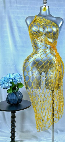 Handmade yellow fishnet dress - handmade,