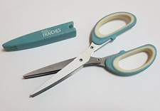 Ciseaux de cuisine découpe herbes aromates hachoir herbes fraîches bleu blanc