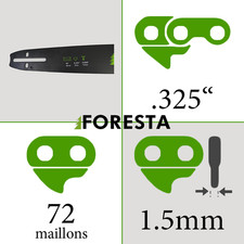Guide chaîne tronçonneuse 45cm de coupe 72entraineurs 0.325 0.058 Parkside PB...