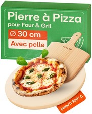 Pierre a Pizza pour Four - Avec Pelle à Pizza en Bois - Pierre Pizza Ronde en...