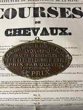 PLAQUE CONCOURS HIPPIQUE ANCIENNE LYON 1910  CHEMIN DE FER OFFICIERS SAUT