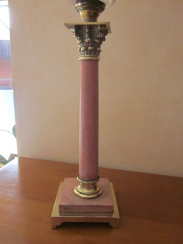 Lampe petrole 19e marbre rose - lampe,