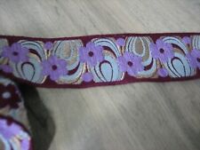 Mercerie Galon tapissier ancien brodé tissé épais 102 x 6 cm