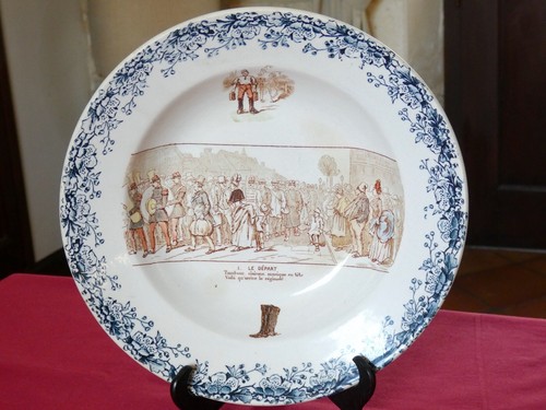 Ancien plat creux faïence - plat, 1/2