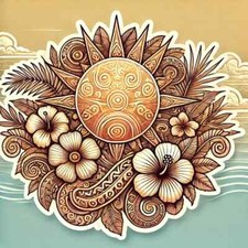 2 Autocollants hibiscus Tahiti