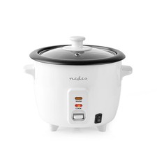 Nedis Cuiseur à Riz 300W Revêtement Antiadhésif avec Bol Amovible 0.6L Blanc