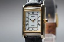 [Exc+5] Montre Femme Vintage Romaine SEIKO SOLAR Tank V115-0BD0 Or du JAPON