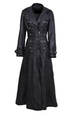 Manteau long élégant en cuir