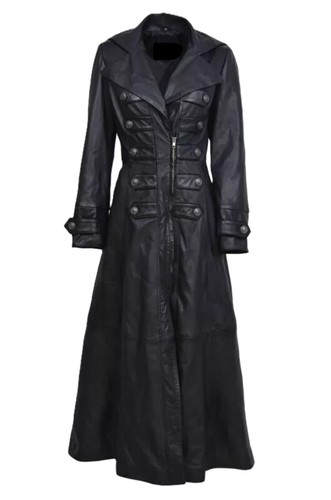 Manteau long élégant cuir - manteau,