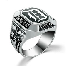 Bague chevalière homme argent massif 925 Diaries pas cher Vampire noir tendance