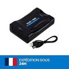  Adaptateur Péritel 1080P HD vers HDMI Convertisseur TV Vidéo Audio + Câble DC 