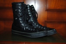 Baskets femme, Converse, cuir lisse, noir,  lacets, pointure 41, montantes.