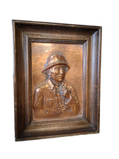 Vintage 🖼️ tableau 🖼️ cuivre repoussé 🖼️ sur cadre bois massif