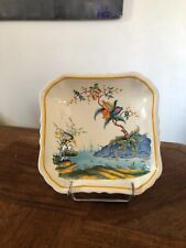 PETITE COUPE  CARRÉE, VIDE POCHE EN FAÏENCE DE GIEN,  " CARAÏBES  "