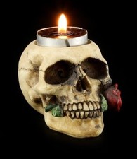 Porte-Bougies - Crâne Avec Rose - Fantasie Gothique Tête de Mort Chandelier