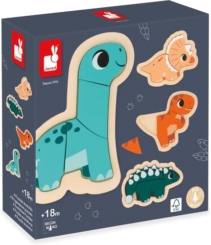 Janod bois dinosaure puzzles - bois,