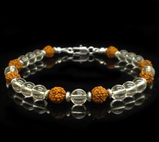 Bracelet Cristal De Roche 6mm Rudraksha Protection Aura Yogi Femme Homme 