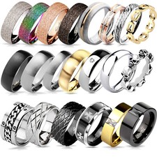 Anneau Femmes Bague Homme Acier Inox Anneau Bague de Couple Doigt RS56