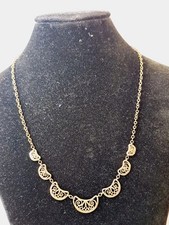 Ancien Collier Draperie En Plaque Or Maille Filigrane