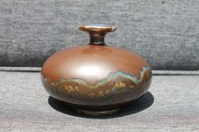 Magnifique Céramique Vase Pivoine 8,5 cm Signé Camille Tharaud Limoges Emaux