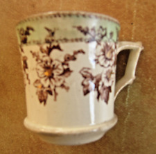 très ancienne tasse faïence Gien décor de fleurs marron service café thé vaissel
