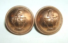 LOT DE 2 BOUTONS CUIVRéS -  GENIE  - 16 mm - Fbt A.M.& Cie