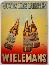 ANCIEN CARTON PUBLICITAIRE BUVEZ LES BIÈRES WIELE’ANS CEUPPE BRUXELLES 1939