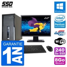 PC Tour HP ProDesk 400 G1 Ecran 22" G3220 RAM 8Go SSD 240Go Windows 10 Wifi