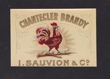 Ancienne étiquette  Alcool France BN111419 Chantecler Brandy Coq 